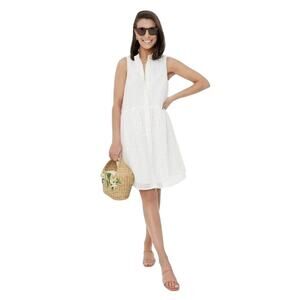 Tuckernuck White Burnout Sleeveless Royal Shirt Dress Size Small